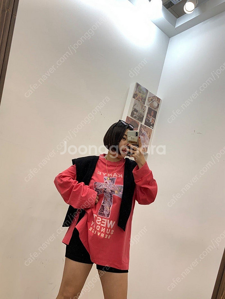 칸예 피그먼트 티셔츠(새상품)(벨201 드하우 러브미우...--2