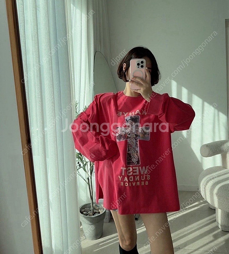 칸예 피그먼트 티셔츠(새상품)(벨201 드하우 러브미우...--8