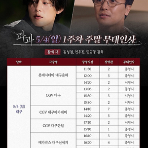 5/4(일) 파과 무대인사 롯데시네마 대구율하 2연석 양도