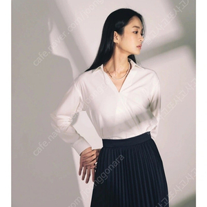 블랑쇼 사선 랩 남방 블라우스 셔츠 블랙 s