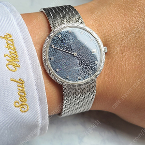 [정품] 오데마피게 플라워 다이얼 블루 11P 다이아몬드 18K 화이트골드 금통 빈티지 (Audemars Piguet Flower Dial Automatic)