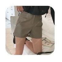 핀턱 레더 가죽 반바지
