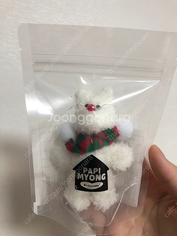 파피묭 마몽드 화이트 애옹이 키링+ 크리스마스 목도리 ...--0
