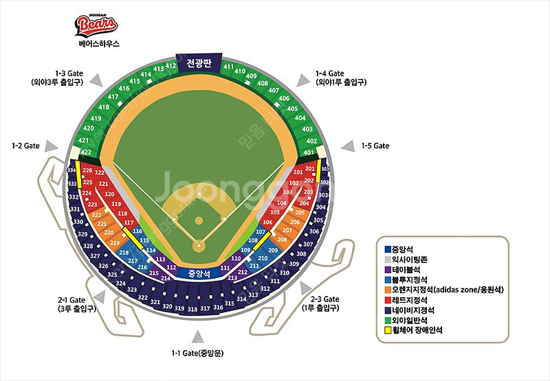4/26 (토) 두산 VS 롯데 3루 오렌지석 3루 블...--0