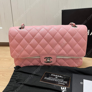 샤넬 클래식 캐비어 은장 스몰 핑크