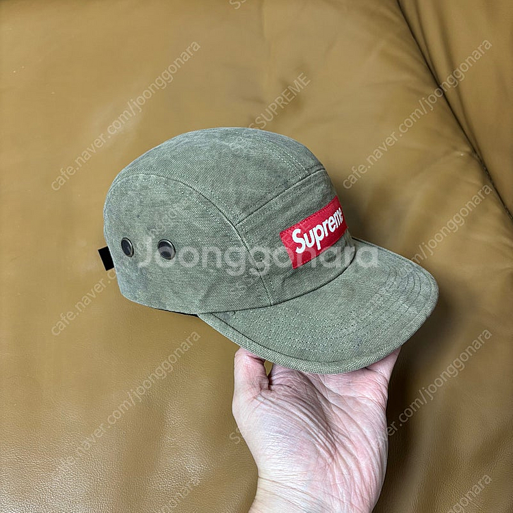 Supreme 슈프림 스톤워시드 올리브 카키 캠프캡 모...--2