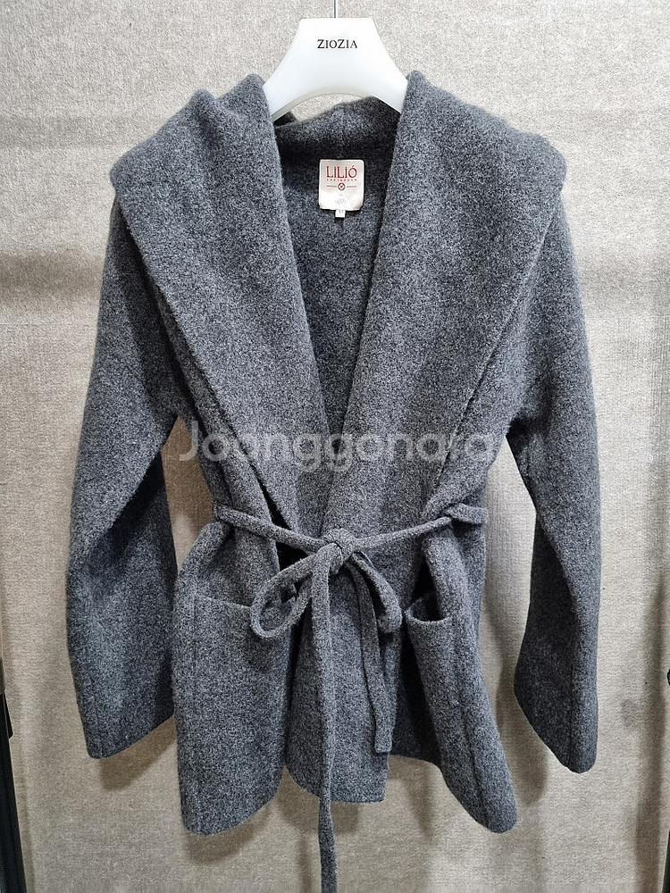여성 55~66 릴리오 오일릴리 폭스 울 숄카라 니트 코트--0