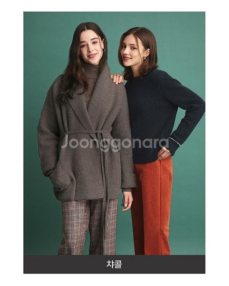 여성 55~66 릴리오 오일릴리 폭스 울 숄카라 니트 코트--8