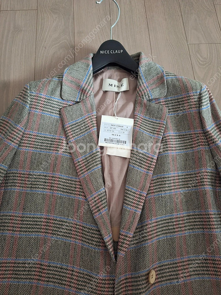 한섬-마인린넨블랜드체크자켓&벨트세트--8