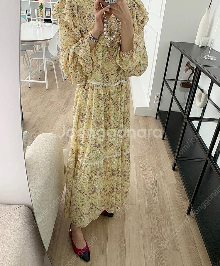 바이씨니 꽃그림 원피스 아이보리 :)--3