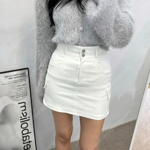 포켓 화이트 스커트