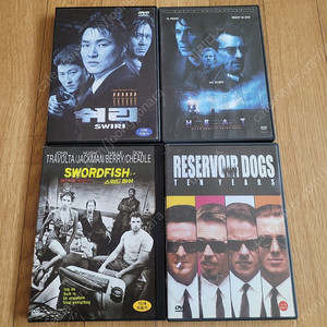 소장용 액션 명작 DVD 4편 (쉬리, 히트, 저수지의 개들, 스워드피쉬)