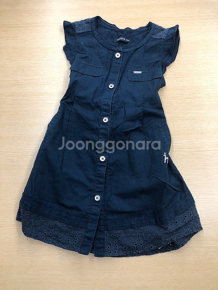 110사이즈 헤지스 민소매 프릴 원피스 정품 네이비색 ...--0