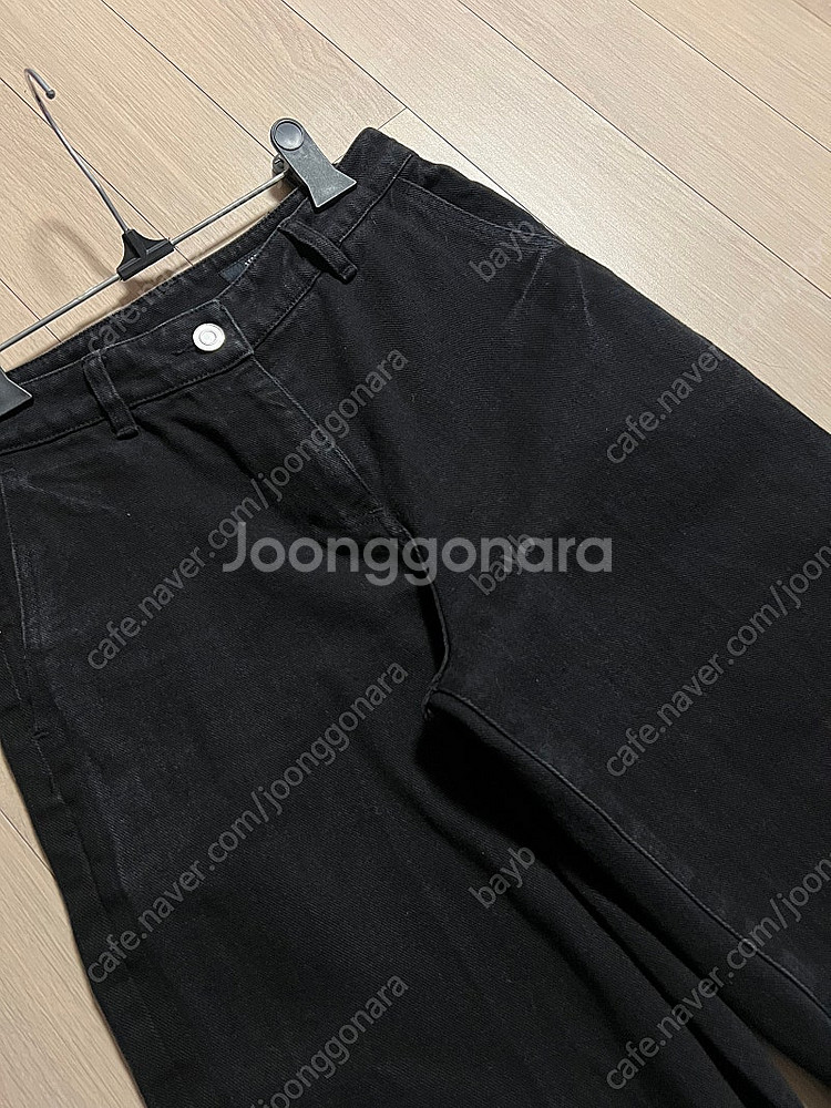 한섬 시스템 SYSTEM 프린지 데님 팬츠 블랙 청바지...--4