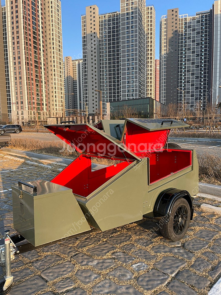 카키 밀리터리 캠핑 짐보관 견인 트레일러--3