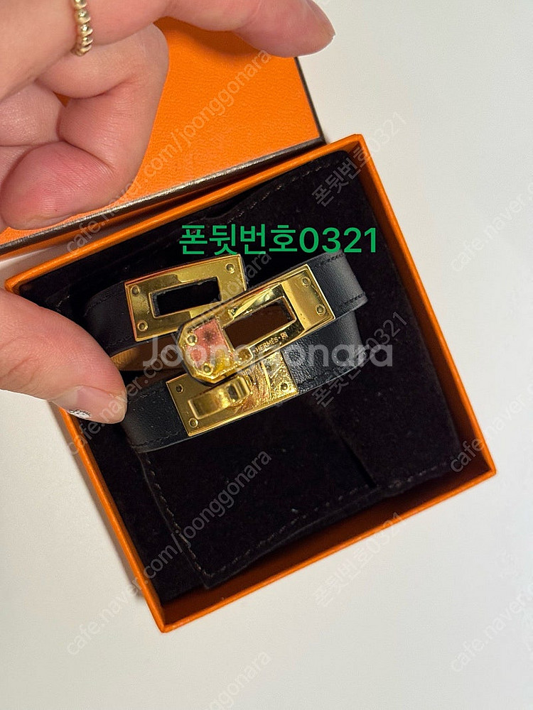 에르메스 미니 켈리 더블 투어 브레이슬릿 블랙금장--1