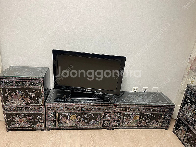 (대구) 자개장 나비장 12자 화장대 등 세트--4