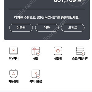ssg 머니 선물식 상품권 신세계