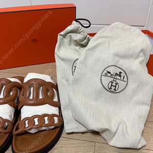 에르메스 엑스트라 나파샌들 38 내추럴컬러