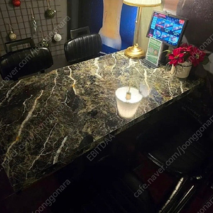 블랙 마블 패턴 업소용 테이블