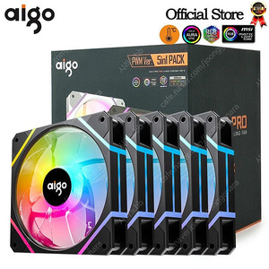 AIGO 쿨링팬 4개 세트 컨트롤러 포함