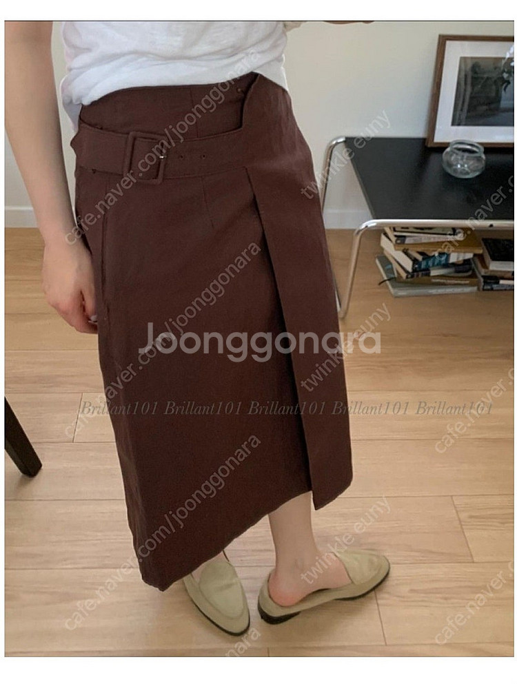 마레 린넨 비죠 랩 스커트--3
