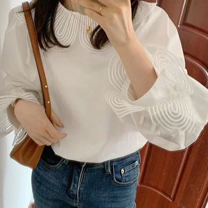 S 화이트 레이스 블라우스. 여성블라우스(새거)