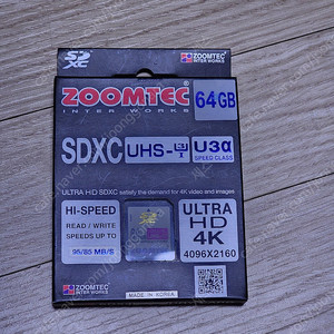 ZOOMTEC 줌텍 속도95/85 ULTEA-HD 4K SDXC 64GB UHS-3 UHS III 메모리 카드