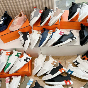좌쓰 Hermes Bouncing Sneaker lather Suede 에르메스 바운싱 스니커즈 래더 스웨이드 블랙 등