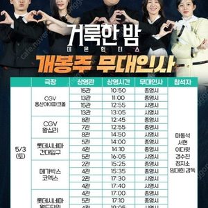 [급처]통로석만 보유ㅣ 거룩한 밤 무대인사 ㅣ 마동석 서현 이다윗 경수진 정지소
