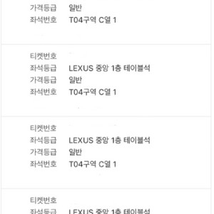 5월 7일 기아 vs 키움 고척전 LEXUS 중앙 1층 테이블석 4연석