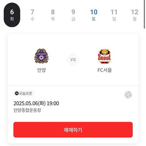 [5월 6일]FC서울 vs 안양 원정석 10장 (비지정석)