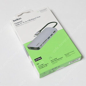 벨킨 USB-C 6in1 멀티 포트 허브 어댑터 AVC008fqSGY-V2 미사용 판매.