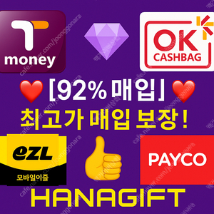 [매입] 티머니 / OK캐쉬백 / 이즐 / 페이코 실시간 최고가 매입