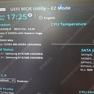 라이젠3 3200g+a320+ddr4 8g*2(기본쿨러)-9만5천원