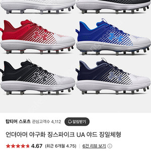 언더아머 징 스파이크화 280cm