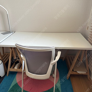 이케아 락캅텐 높이조절/상판분리 되는 화이트&우드톤 책상