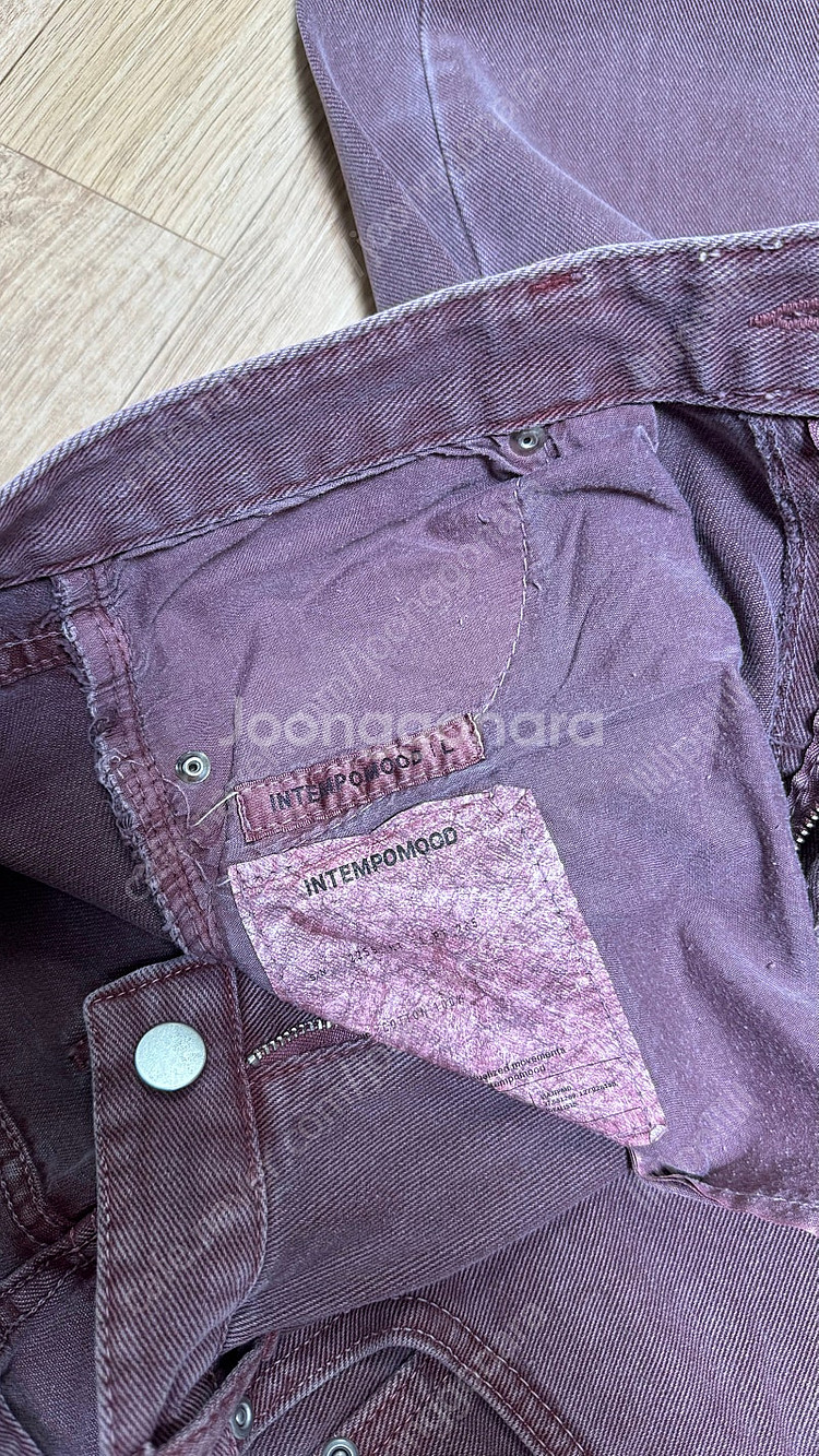 [L] 인템포무드 어글리 다잉 컬러데님 버건디--3