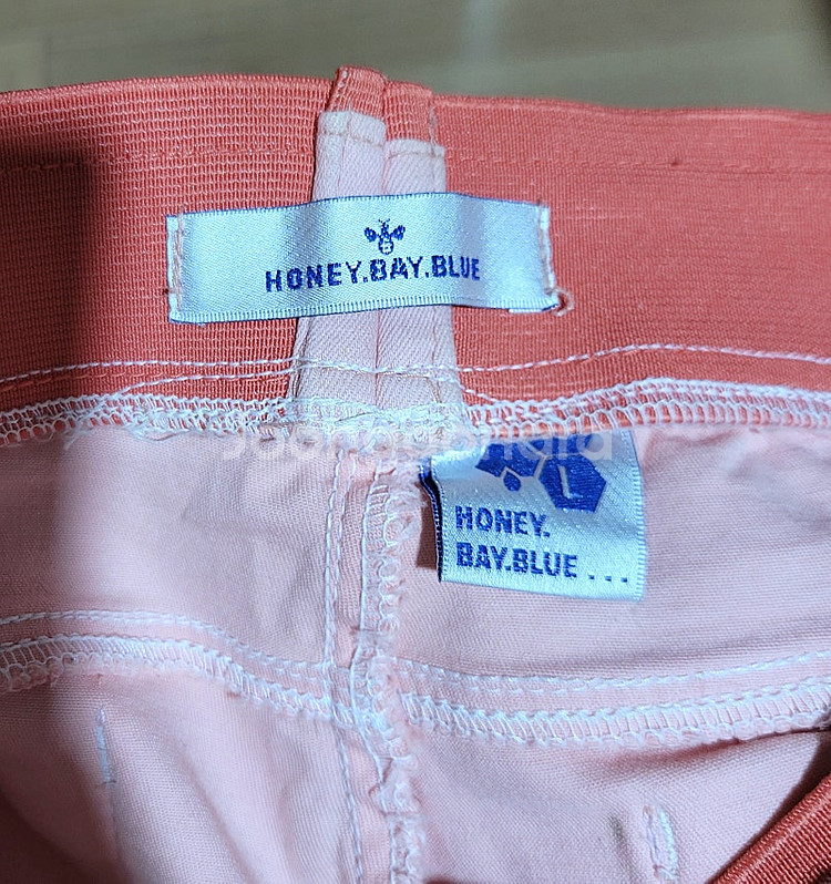 허니베이블루 파스텔 연핑크 허리밴딩포인트 스판 면바지 L--3