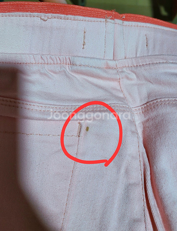 허니베이블루 파스텔 연핑크 허리밴딩포인트 스판 면바지 L--5