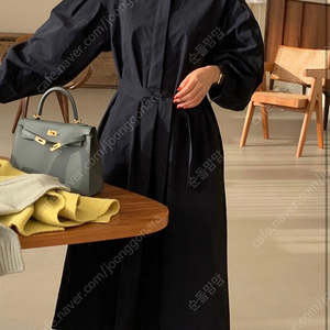 보웬퍼프주름원피스 네이비