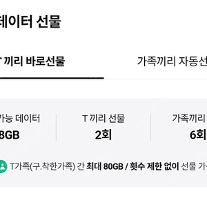 SKT데이터 2기가