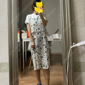주름지지않는 레이어드원피스 플라워패턴 원피스 미디원피스 44-66