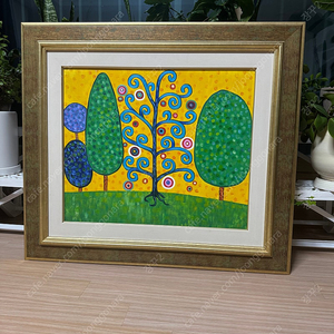 ️재물복 들어오는 노란 유화 그림 액자️