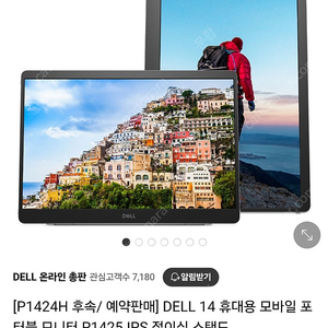 dell 델 p1425 포터블 휴대용 모니터 팝니다