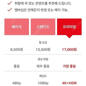 넷플릭스 프리미엄 요금제 '3개월' 동안 같이 보실 분 구해요(PC, 태블릿, 모바일만 이용 가능 / TV, 셋톱박스 이용 불가)