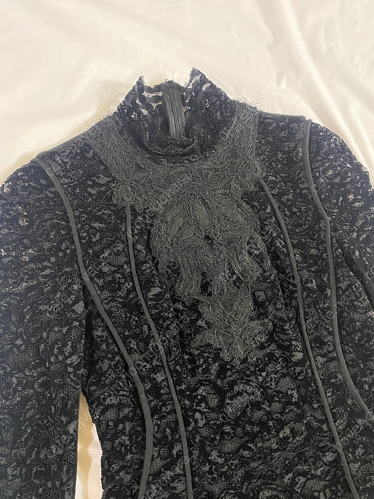 [44] obzee 오브제 벨벳 레이스 니트 블라우스 xs--1