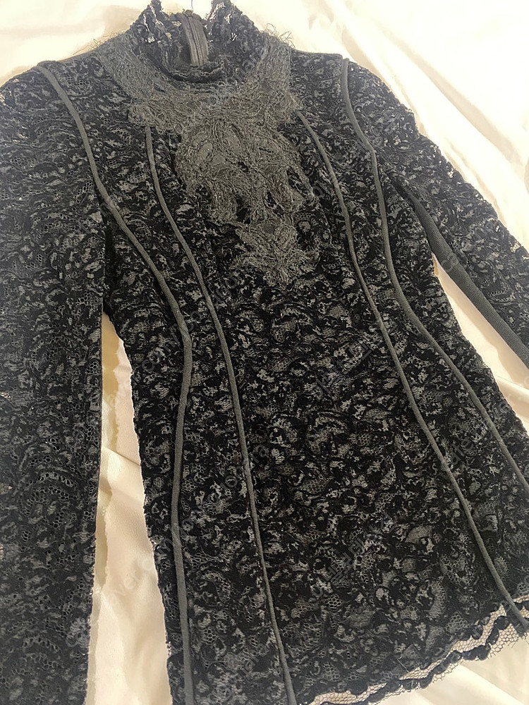 [44] obzee 오브제 벨벳 레이스 니트 블라우스 xs--2