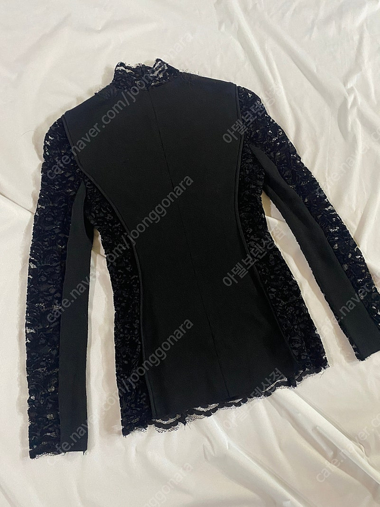 [44] obzee 오브제 벨벳 레이스 니트 블라우스 xs--3