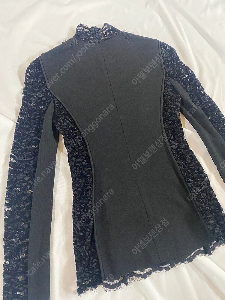 [44] obzee 오브제 벨벳 레이스 니트 블라우스 xs--4